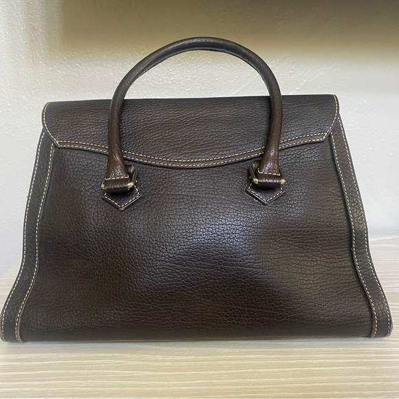 Dooney & Bourke Brown Pebbled Leather Top Handle Satchel Bag - Picture 2 of 13